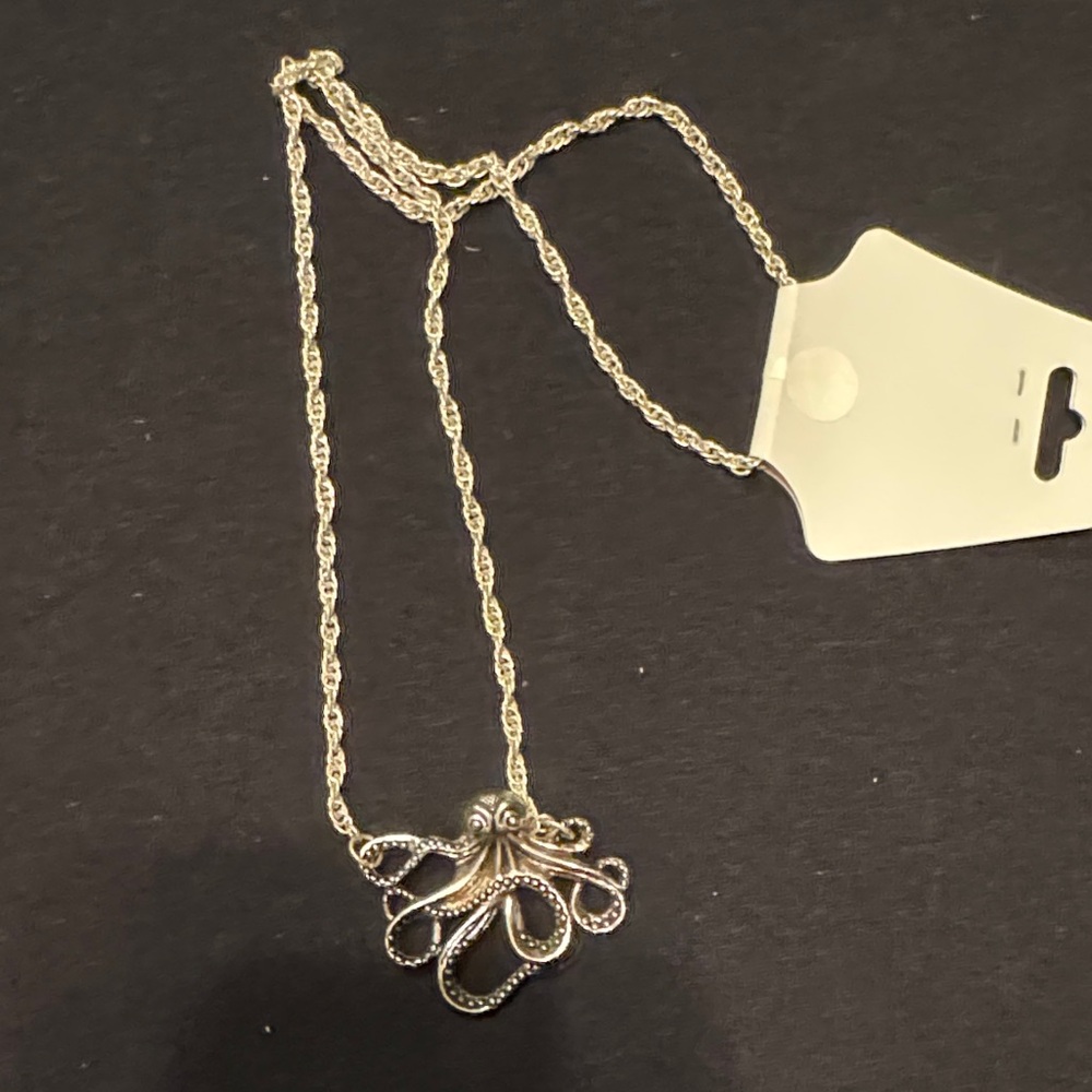Elegant Silver Octopus Pendant Necklace